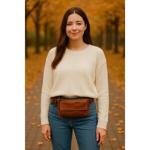 Spikes & Sparrow Brown Leather Waist Bag SPK-1134 Cognac NWOT Unisex